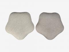 Art Deco Style Star Motif Footstools Burlwood Beige Linen 21st c  - 4498377