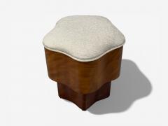 Art Deco Style Star Motif Footstools Burlwood Beige Linen 21st c  - 4498378