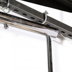 Art Deco Style Streamlined Machine Age Two Tier Mottled Glass Chrome Pendant - 3645224