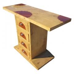 Art Deco Style Three Drawer Maple Burl Console Table - 2618568