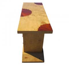 Art Deco Style Three Drawer Maple Burl Console Table - 2618569
