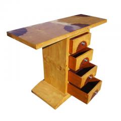 Art Deco Style Three Drawer Maple Burl Console Table - 2618571