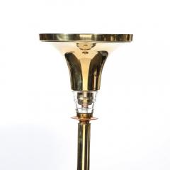 Art Deco Style Torchiere In Polished Brass W Copper Lucite Stacked Fittings - 3998243