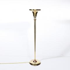 Art Deco Style Torchiere In Polished Brass W Copper Lucite Stacked Fittings - 3998291