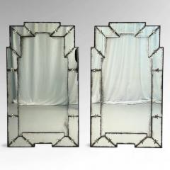 Art Deco Style Venetian Wall Mirrors Antiqued and Beveled Glass 21st C  - 3952767