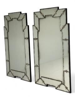 Art Deco Style Venetian Wall Mirrors Antiqued and Beveled Glass 21st C  - 3952769