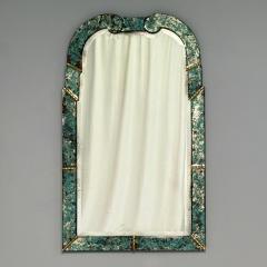 Art Deco Style Venetian Wall Mirrors Green Antiqued Beveled Glass 21st C  - 3948869