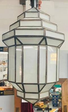 Art Deco Style White Milk Glass Handmade Chandelier Pendant Lantern a Pair - 3428324