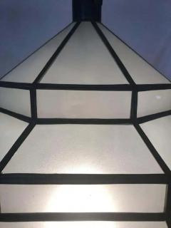 Art Deco Style White Milk Glass Handmade Chandelier Pendant or Lantern - 2912083