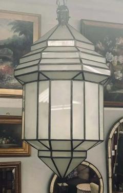 Art Deco Style White Milk Glass Handmade Chandelier Pendant or Lantern - 3428267