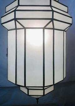 Art Deco Style White Milk Glass Handmade Chandelier Pendant or Lantern - 3428273