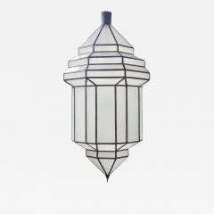 Art Deco Style White Milk Glass Handmade Chandelier Pendant or Lantern - 3430290