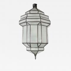 Art Deco Style White Milk Glass Handmade Chandelier Pendant or Lantern - 3430292