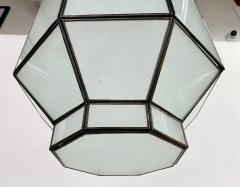 Art Deco Style White Milk Glass Octagon Shaped Chandelier Pendant or Lantern - 3072584