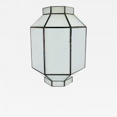 Art Deco Style White Milk Glass Octagon Shaped Chandelier Pendant or Lantern - 3074259