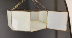 Art Deco Style White Milk Glass Octagon Shaped Pendant or Flush Mount a Pair - 3072619