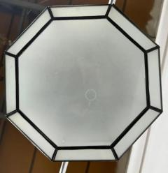Art Deco Style White Milk Glass and Bronze Octagon Shape Pendant or Flush Mount - 4115337