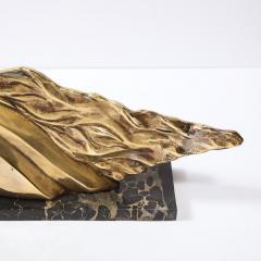 Art Deco Stylized Stallion Sculpture in Brass on Black Portoro Marble Base - 4653616