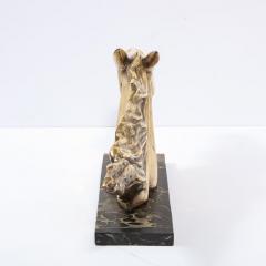 Art Deco Stylized Stallion Sculpture in Brass on Black Portoro Marble Base - 4653618