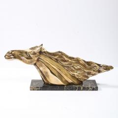 Art Deco Stylized Stallion Sculpture in Brass on Black Portoro Marble Base - 4653619
