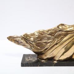 Art Deco Stylized Stallion Sculpture in Brass on Black Portoro Marble Base - 4653620