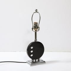 Art Deco Table Lamp in Black Lacquer W Chrome Detailing after Donald Deskey - 3861557