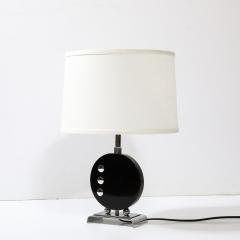 Art Deco Table Lamp in Black Lacquer W Chrome Detailing after Donald Deskey - 3861561