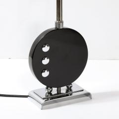 Art Deco Table Lamp in Black Lacquer W Chrome Detailing after Donald Deskey - 3861562