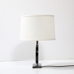 Art Deco Table Lamp in Black Lacquer W Chrome Detailing after Donald Deskey - 3861583