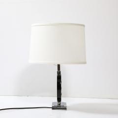 Art Deco Table Lamp in Black Lacquer W Chrome Detailing after Donald Deskey - 3861585