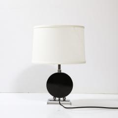 Art Deco Table Lamp in Black Lacquer W Chrome Detailing after Donald Deskey - 3861586