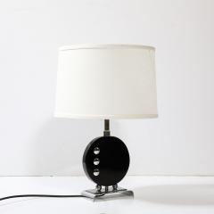 Art Deco Table Lamp in Black Lacquer W Chrome Detailing after Donald Deskey - 3861588