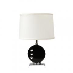 Art Deco Table Lamp in Black Lacquer W Chrome Detailing after Donald Deskey - 3861601