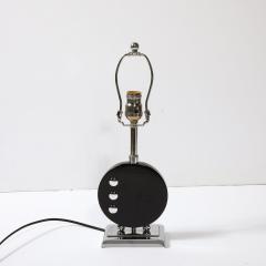 Art Deco Table Lamp in Black Lacquer W Chrome Detailing after Donald Deskey - 3861602