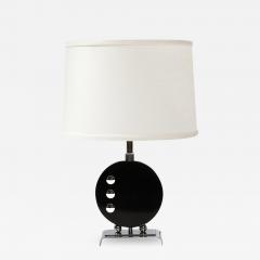 Art Deco Table Lamp in Black Lacquer W Chrome Detailing after Donald Deskey - 3864480