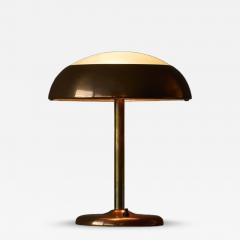 Art Deco Table Lamp in Patinated Copper Brass and Satin Glass 1950s - 4469372