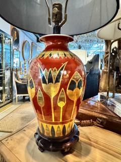 Art Deco Table Lamps with Egyptian Motifs Hand Painted Porcelain - 4704145