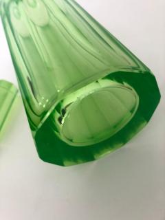 Art Deco Tall Slender Vaseline Glass Decanter Cologne Bottle - 1385404