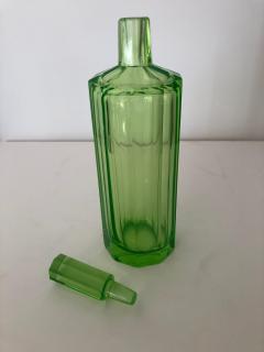 Art Deco Tall Slender Vaseline Glass Decanter Cologne Bottle - 1385422