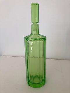 Art Deco Tall Slender Vaseline Glass Decanter Cologne Bottle - 1385423