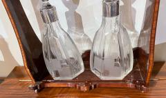 Art Deco Tantalus Set with 2 Geometric Etched Bottles - 1999452