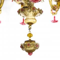 Art Deco Ten Arm Smoked Amber Rose Murano Glass Chandelier with Florettes - 2365811