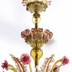Art Deco Ten Arm Smoked Amber Rose Murano Glass Chandelier with Florettes - 2365822