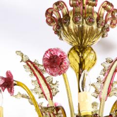 Art Deco Ten Arm Smoked Amber Rose Murano Glass Chandelier with Florettes - 2365825