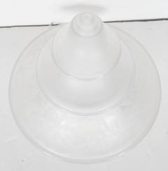 Art Deco Three Tier Frosted Glass Flush Mount Chandelier with Nickled Fittings - 1483649