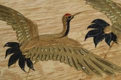 Art Deco Tray with Birds and Foliage Theme in Wood and Brass 1940s - 4526903