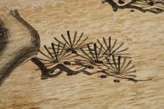 Art Deco Tray with Birds and Foliage Theme in Wood and Brass 1940s - 4526906