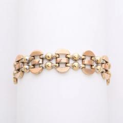Art Deco Tricolor 14K Gold Articulating Stylized Cubist Bracelet - 4720272