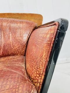 Art Deco Two Seater Sofa in Burlwood and Leather France 1940s - 3989892