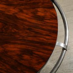 Art Deco Two Tier Book Matched Walnut Black Lacquer Occasional Table w Chrome - 3523961